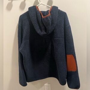 North Face Fuzzy Navy and Red Hoodie — Large